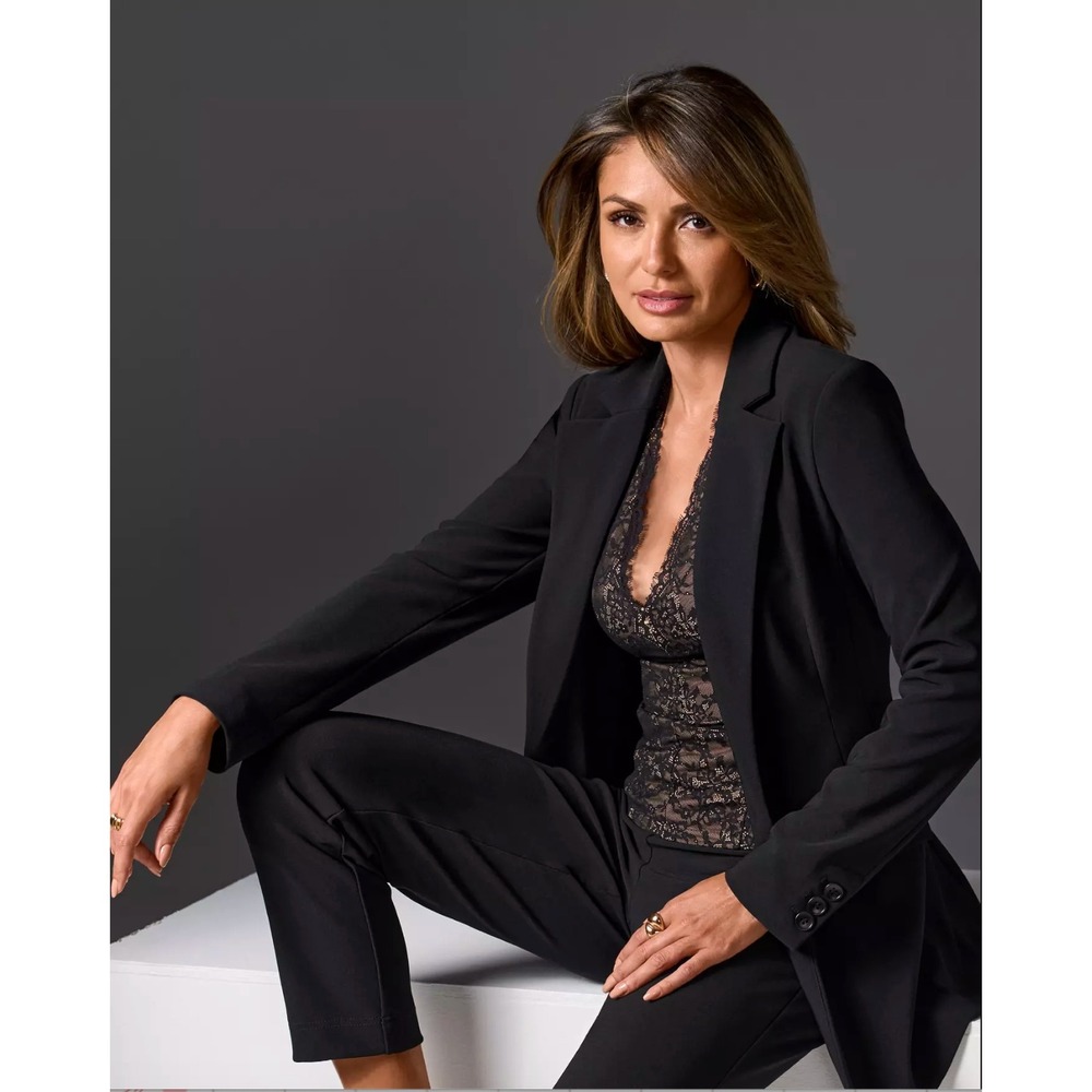 Boston Proper Beyond Travel Classic Boyfriend Blazer in Black Size‎ 14